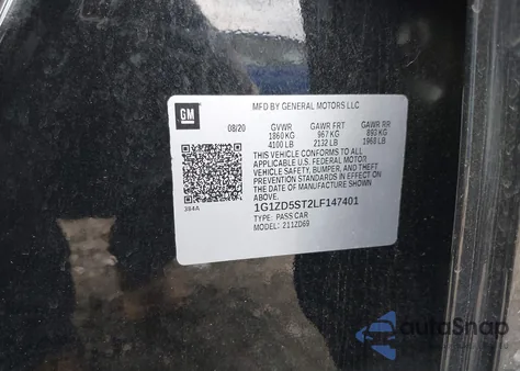 2020 Chevrolet Malibu Fwd Lt z USA, uszkodzony, nr VIN 1G1ZD5ST2LF147401